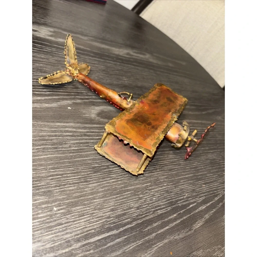 Metal Airplane Copper‎ Tin Art Works Vintage Plane